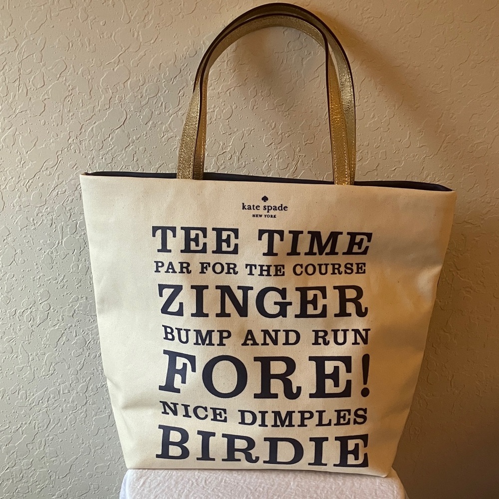 Kate Spade: Tee Time Birdie Golf Tote Bag- Storybook lining